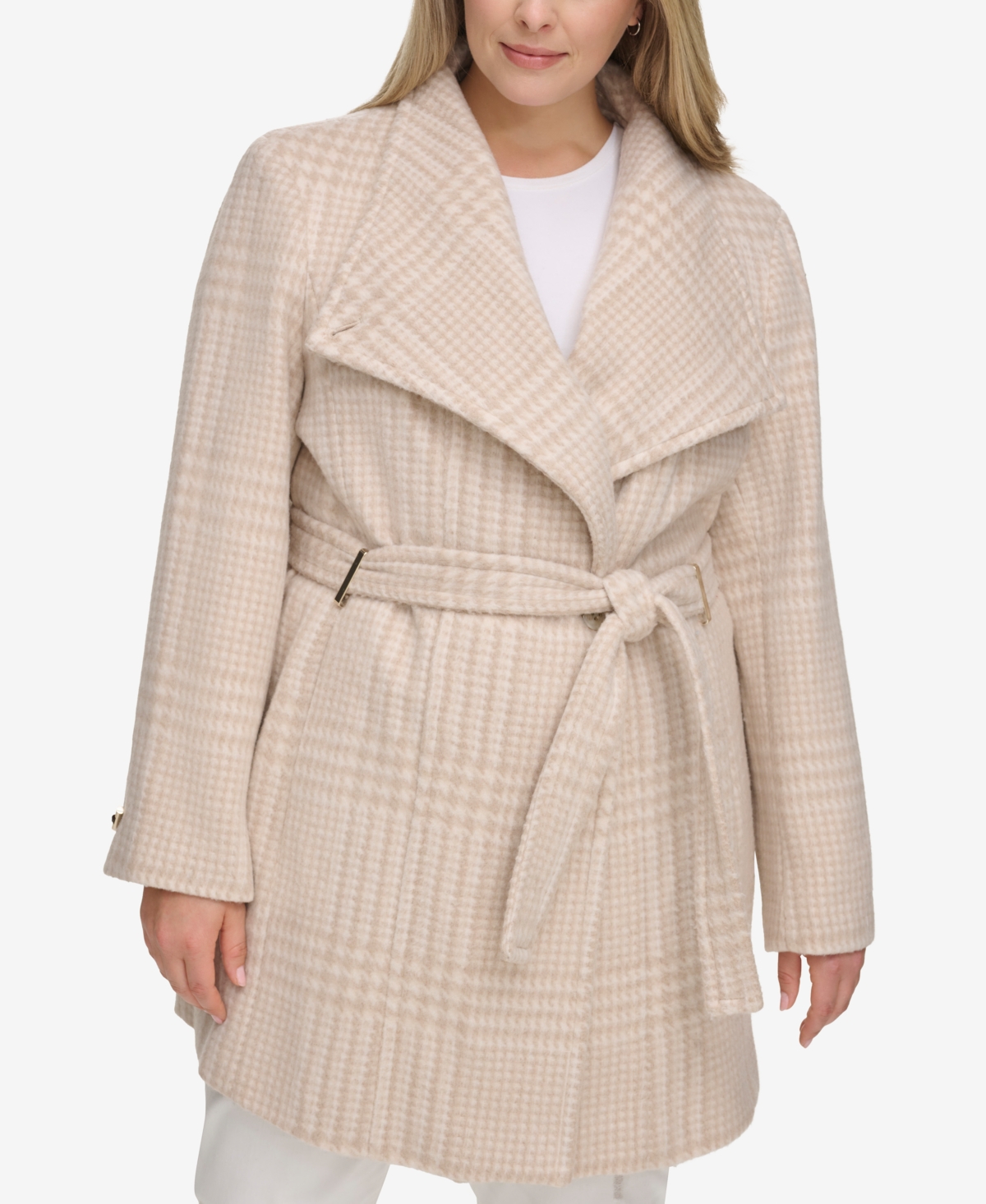 CALVIN KLEIN WOMEN'S PLUS SIZE ASYMMETRICAL BELTED WRAP COAT, CREATED FOR MACY'S