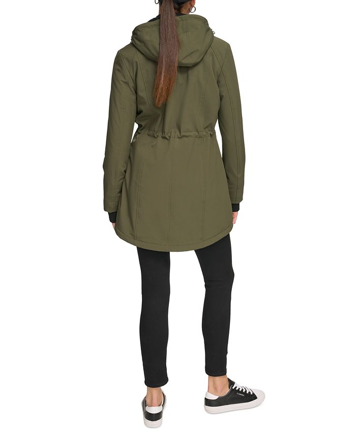 Calvin Klein Womens Petite Hooded Faux-Fur-Lined Anorak Raincoat - Macy's