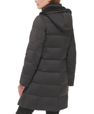 Women's Sherpa-Trimmed Hooded Down Puffer Coat