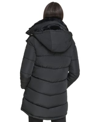 Women's Faux-Fur-Trim Hooded Puffer Coat
