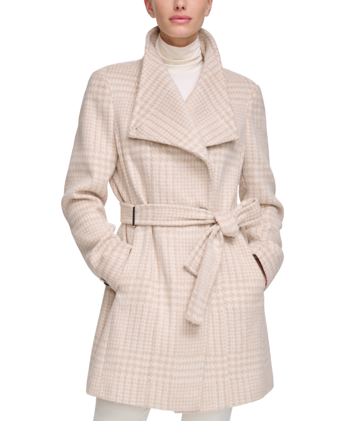 Calvin Klein Women s Asymmetrical Belted Wrap Coat Created for Macy s Smart Closet