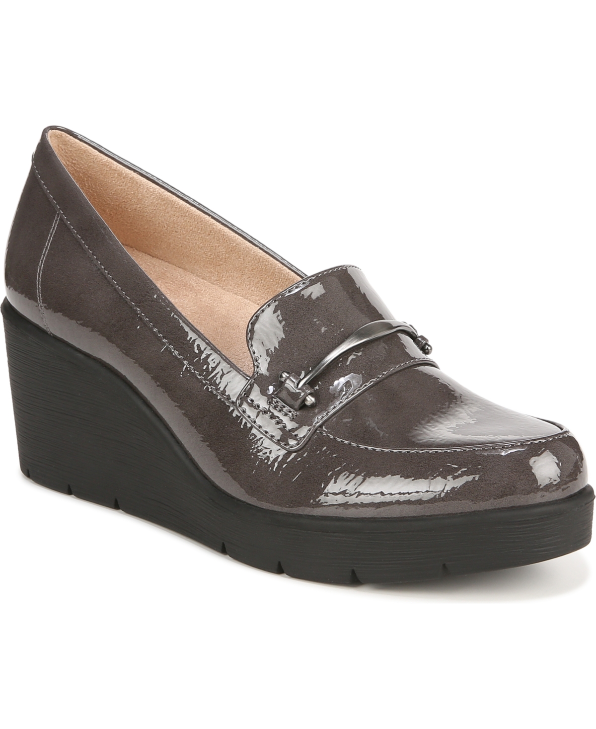 Shop Soul Naturalizer Achieve Wedge Loafers In Grey Faux Patent