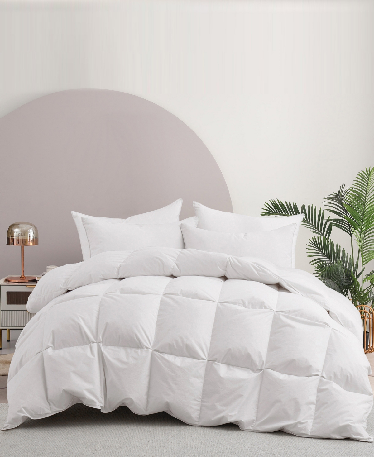 Unikome Cotton Fabric Baffled Box All Season Colored Goose Feather And Down Comforter, Full/queen In White