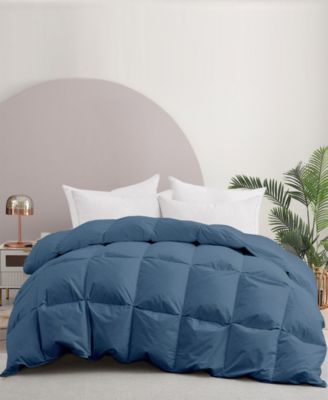 Unikome 100 Cotton Fabric Baffled Box All Season Colored Goose Feather Down Comforter Collection In Dark Gray