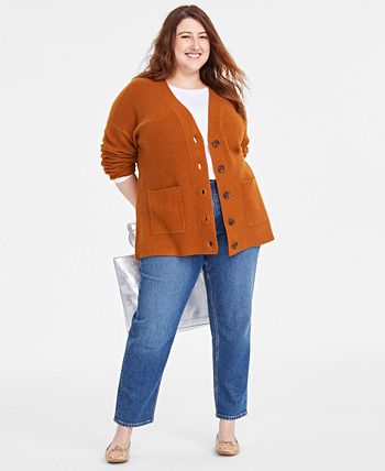 Women's plus size orange cardigan hot sale