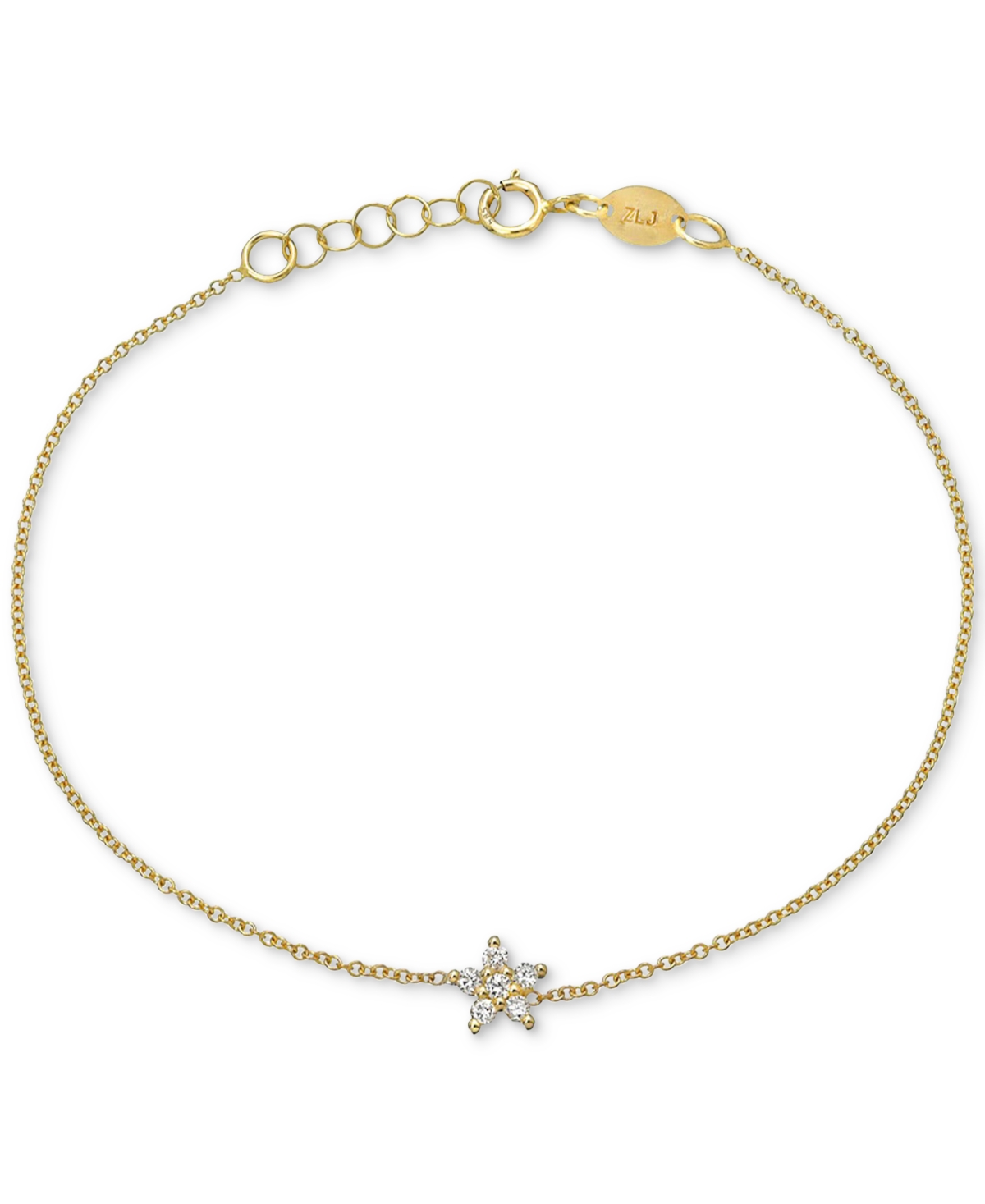Zoe Lev Diamond Starflower Link Bracelet (1/8 Ct. T.w.) In 14k Gold