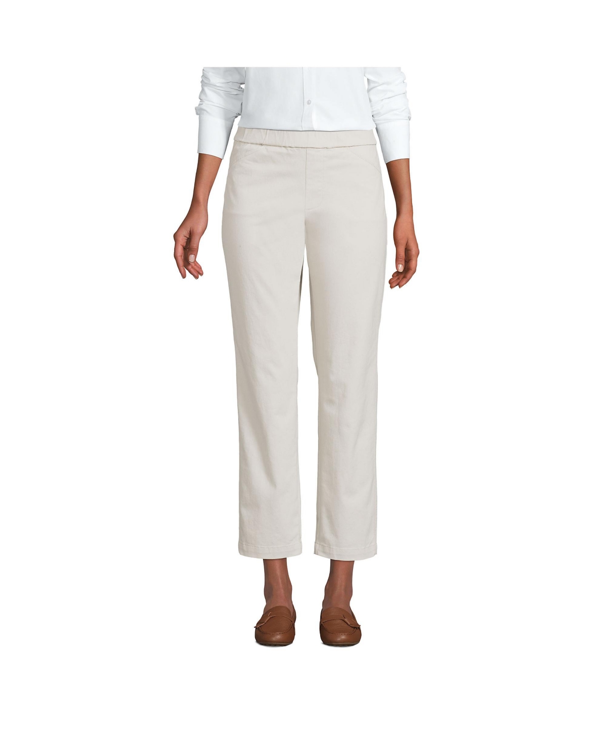 Lands End Women s Mid Rise Pull On Knockabout Chino Crop Pants