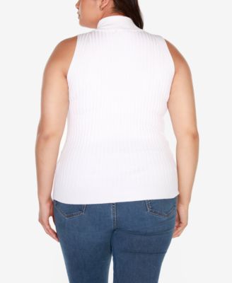 Black Label Plus Size Sleeveless Quarter Zip Sweater
