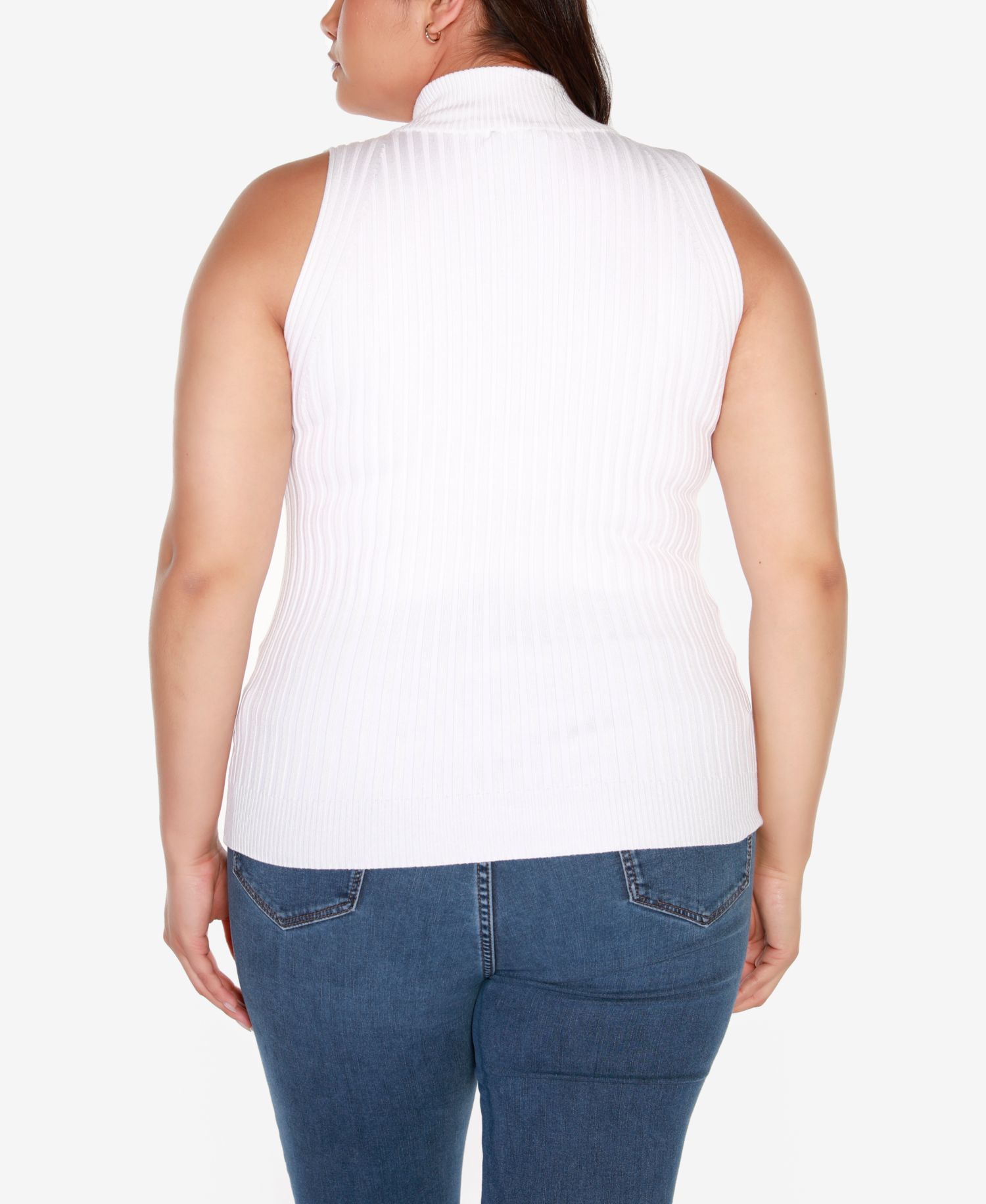 Black Label Plus Size Sleeveless Quarter Zip Sweater