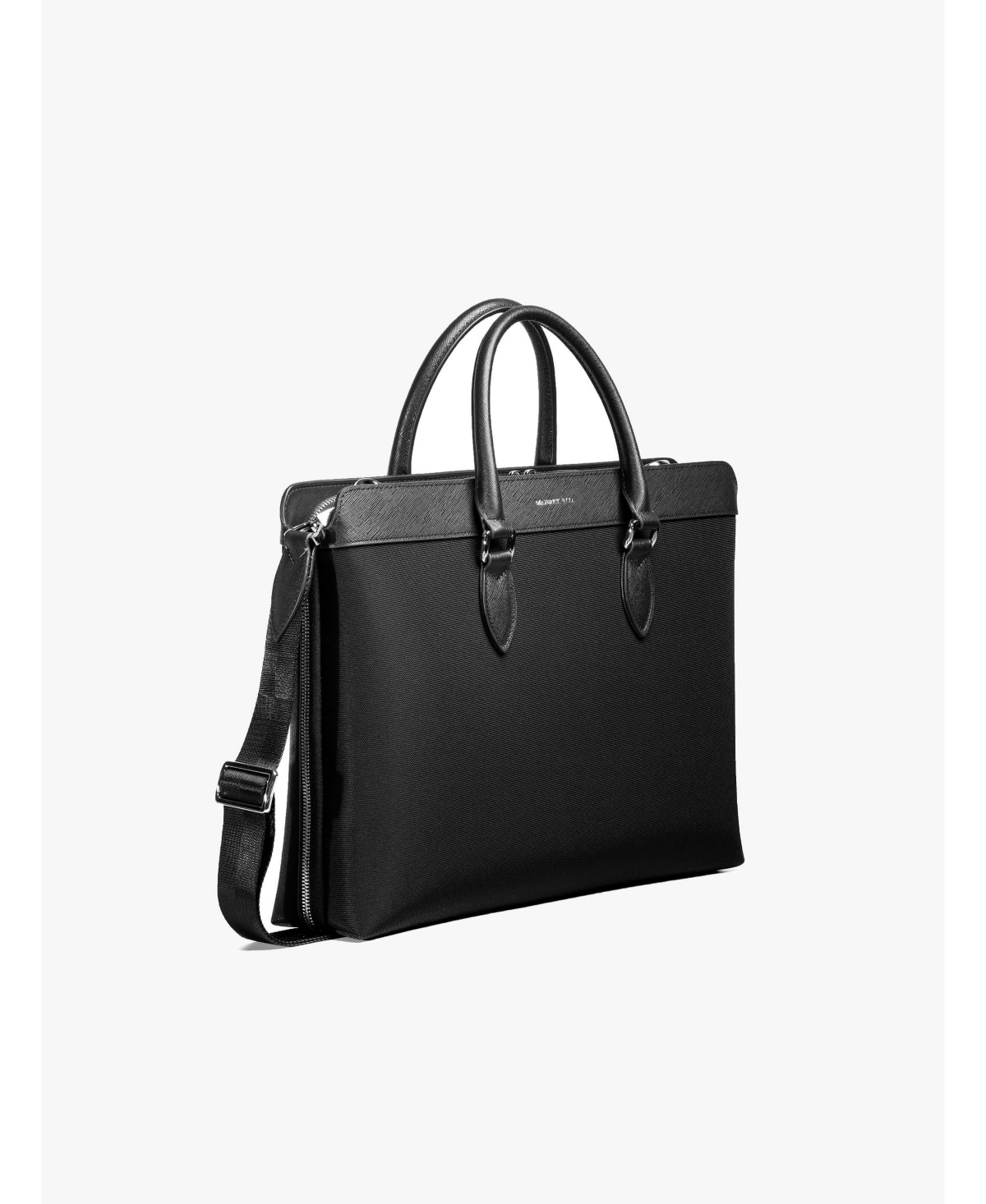 Shop Maverick & Co. Men's Alpha Leather Trimmed Briefcase In Black