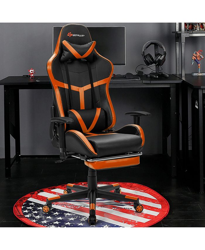 Costway Massage Gaming Chair Reclining Racing Chair with Lumbar Support
