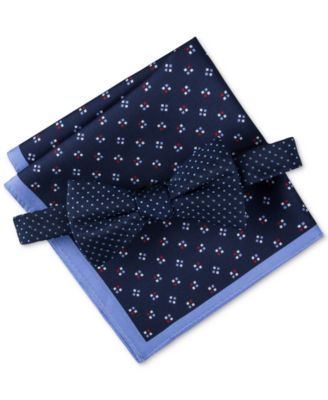 Tommy Hilfiger - Men's Polka Dot Bow Tie & Patterned Pocket Square Set