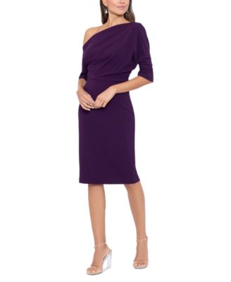 Betsy & Adam Women's One-Shoulder Blouson Sheath Dress