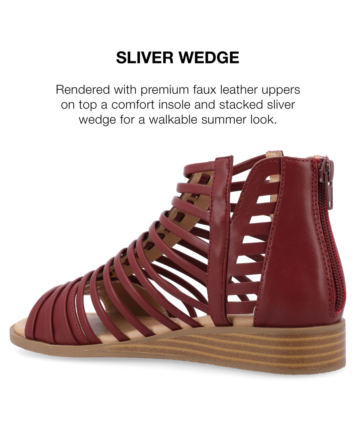 Женские сандалии Journee Collection Delilah Gladiator Sliver Wedge, цвет: Винный — фото 8