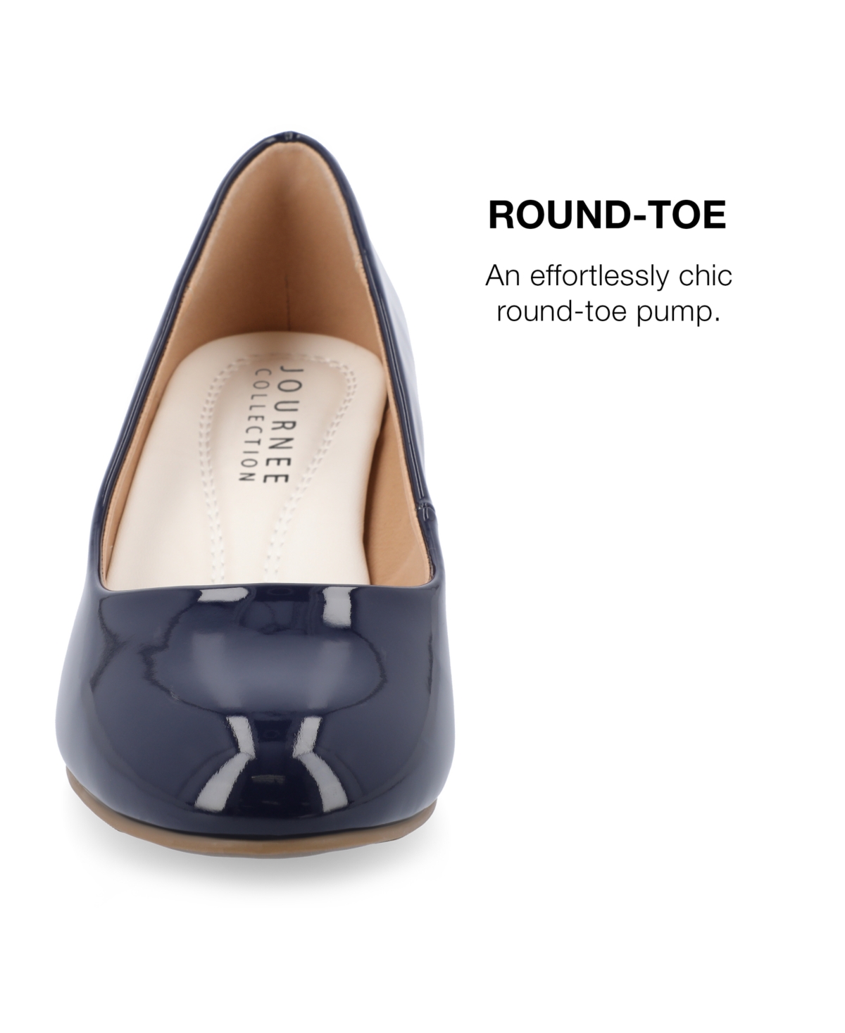 Journee Collection Luu Round Toe Pump In Navy Patent