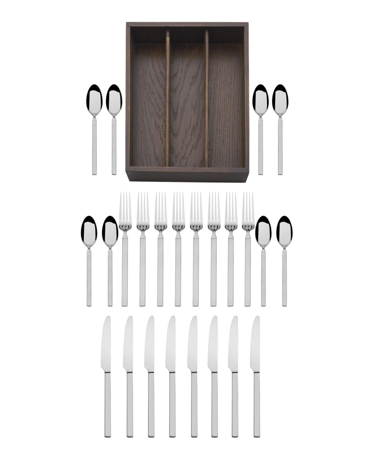 Mikasa Living Arlo 18.0 Stainless Steel 24 Piece Flatware Set, Service For 8 With Caddy