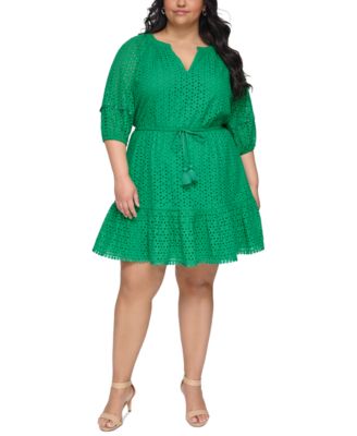 Vince Camuto Plus Size Eyelet Fit & Flare Dress - Macy's