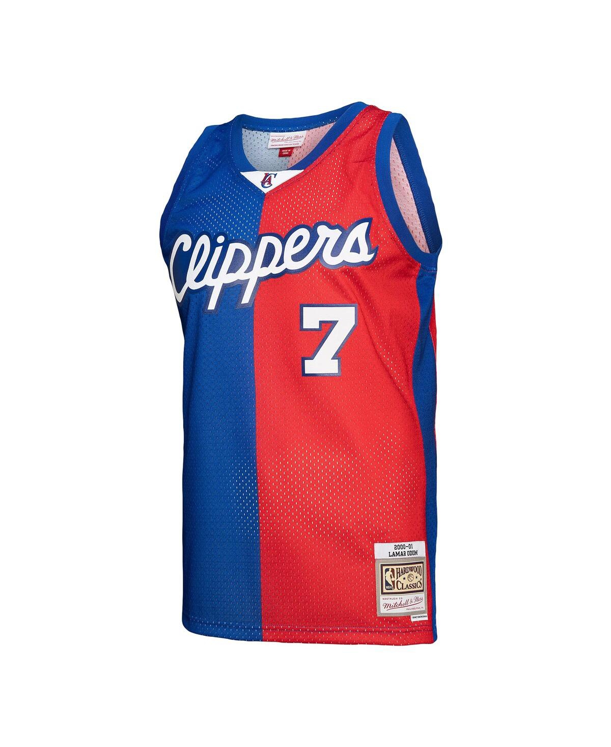 Men's Mitchell & Ness Lamar Odom Red La Clippers Hardwood Classics 2000-01 Split Swingman Jersey - Red