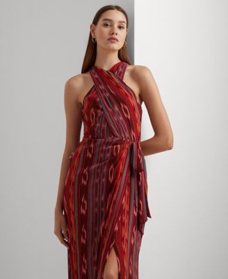 新作セール Ralph lauren 美ライン Striped Halter Dress Lauren Ralph Laure Mix Media Sequin Stripe Print Halter Neck