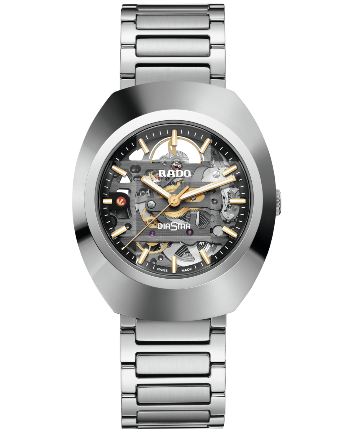 Rado Unisex Swiss Automatic Diastar Skeleton Stainless Steel Bracelet Watch 38mm In Silver