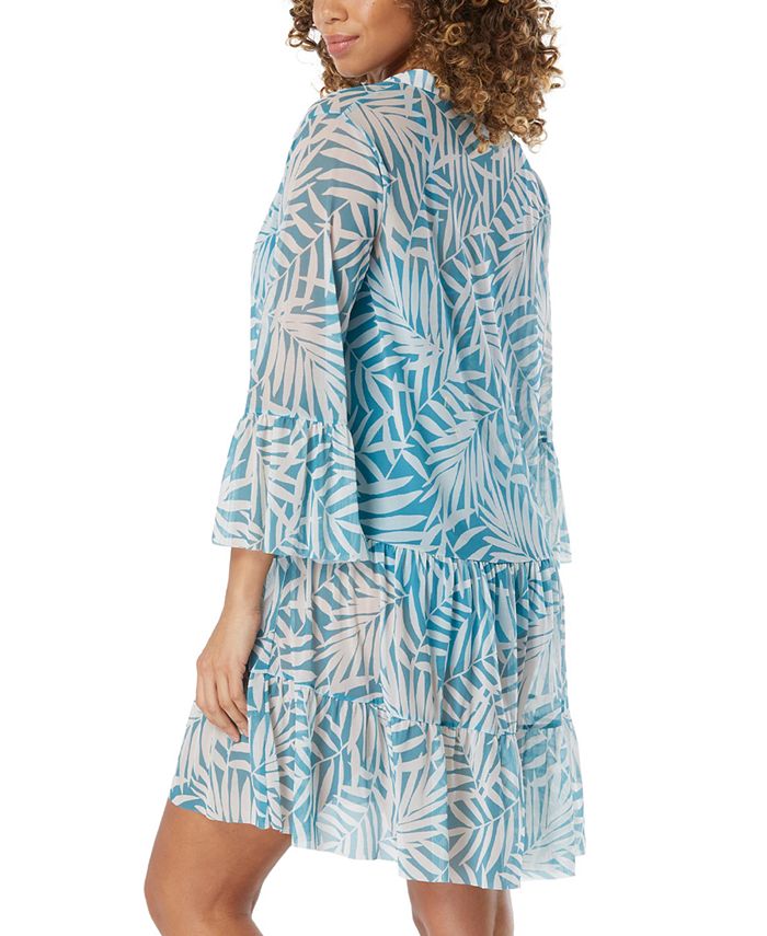 Coco Reef Women's Enchant Printed Bell-Sleeve Cover-Up Dress - Macy's