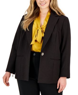 Kasper - Plus Size One-Button Notched-Lapel Blazer