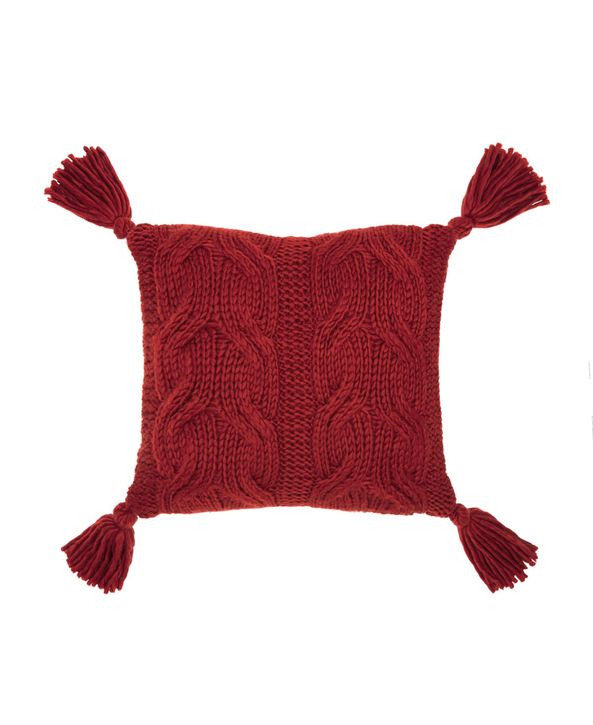 Patricia Nash Knit Tasseled Decorative Pillow, 20" X 20" In Red