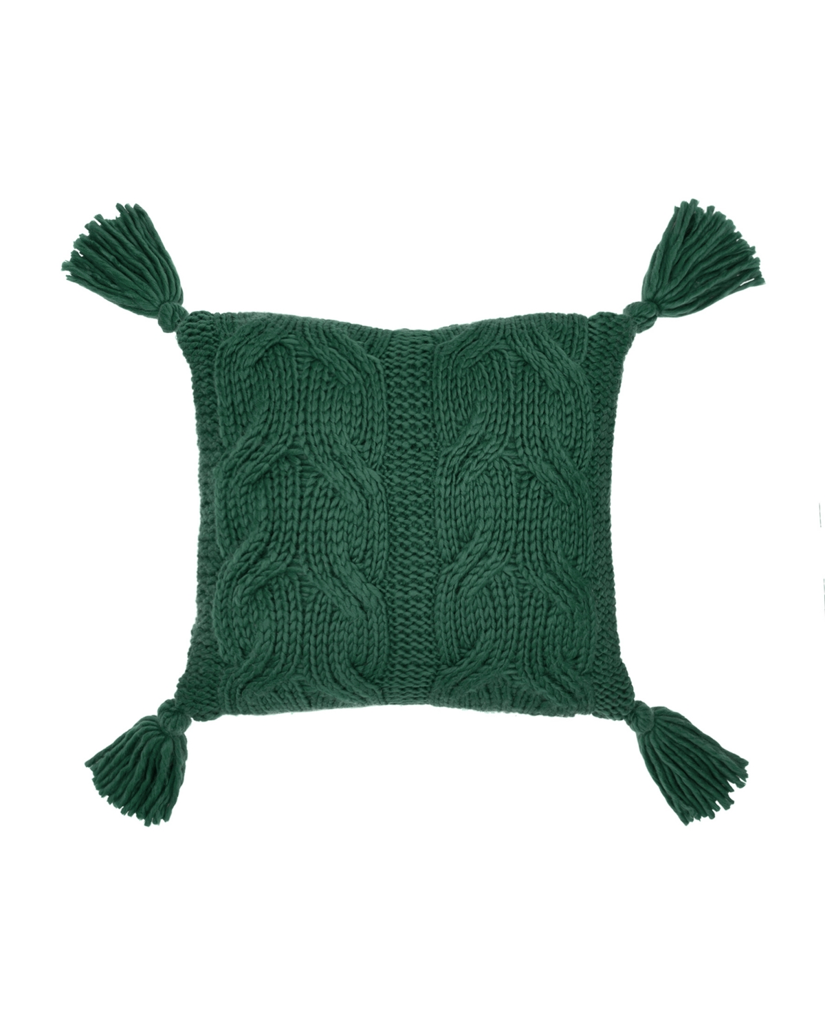 Patricia Nash Knit Tasseled Decorative Pillow, 20" X 20" In Green