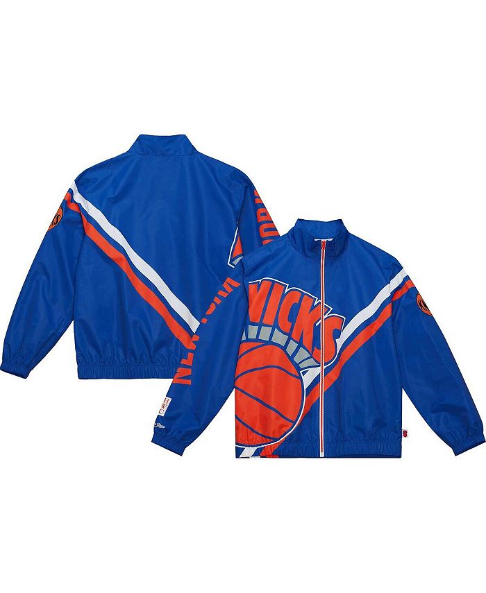 Mitchell & Ness Men's Blue New York Knicks Exploded Logo Warm-Up Full ...