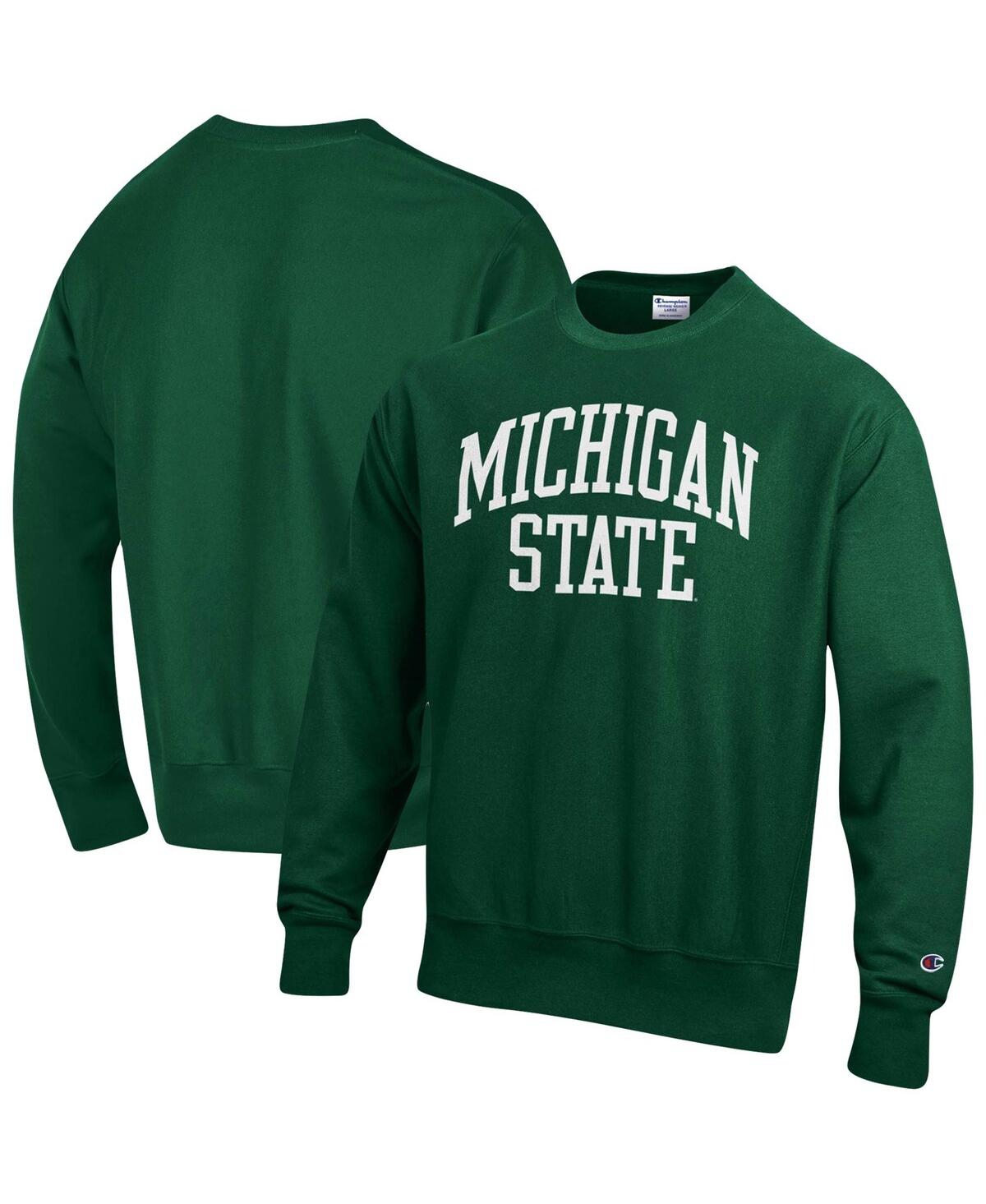 Shop Champion Men's  Green Michigan State Spartans Arch Reverse Weave Pullover Sweatshirt