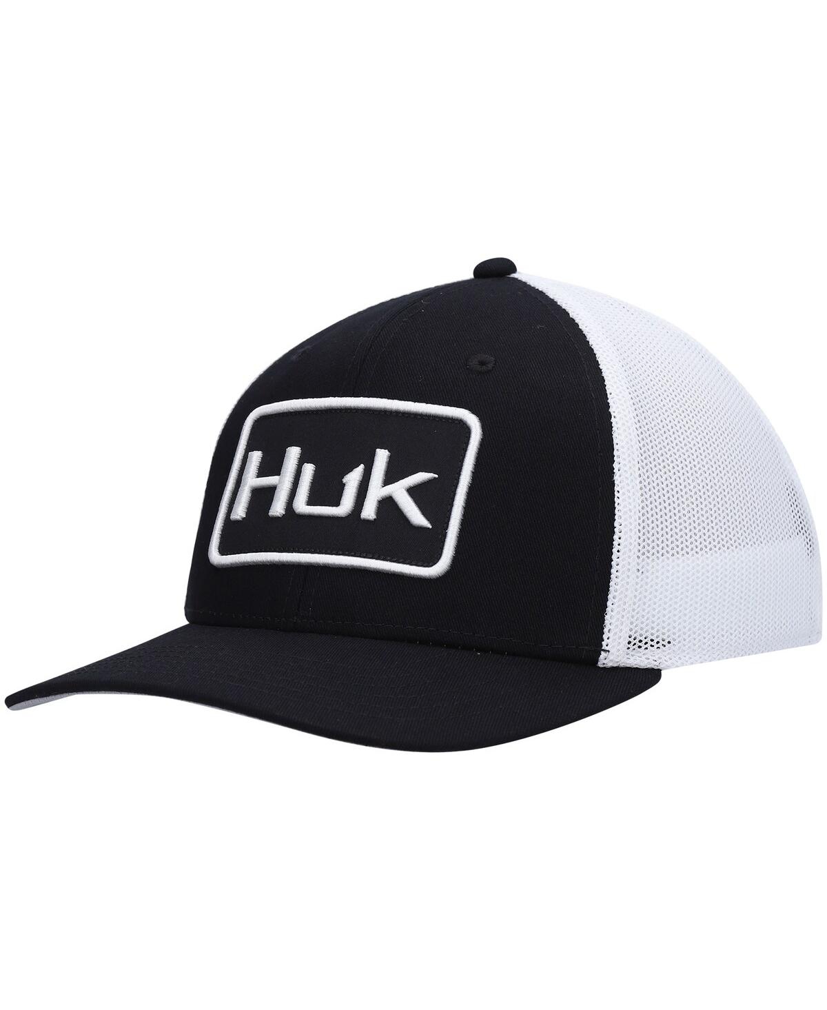 Men's Huk Black Solid Trucker Flex Hat - Black