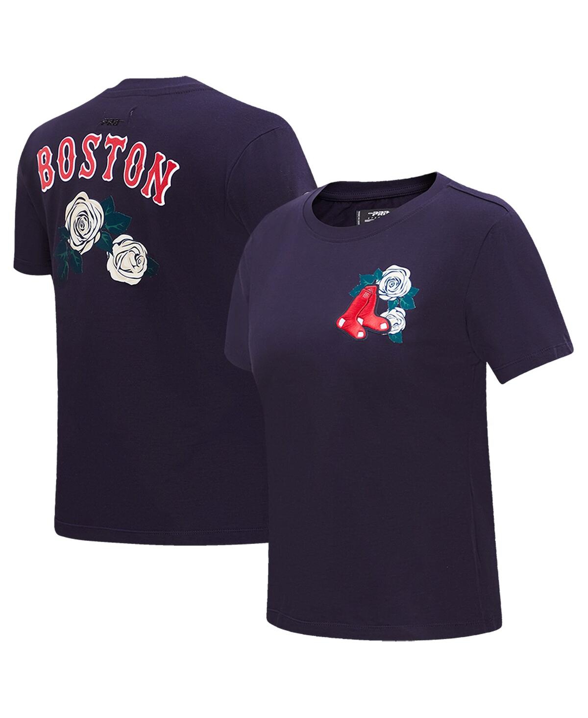 Shop Pro Standard Women's  Navy Boston Red Sox Roses T-shirt