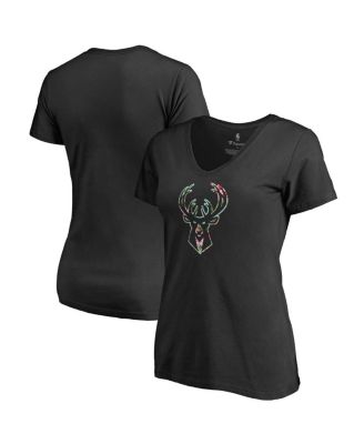 Women's Black Milwaukee Bucks Lovely V-Neck T-shirt