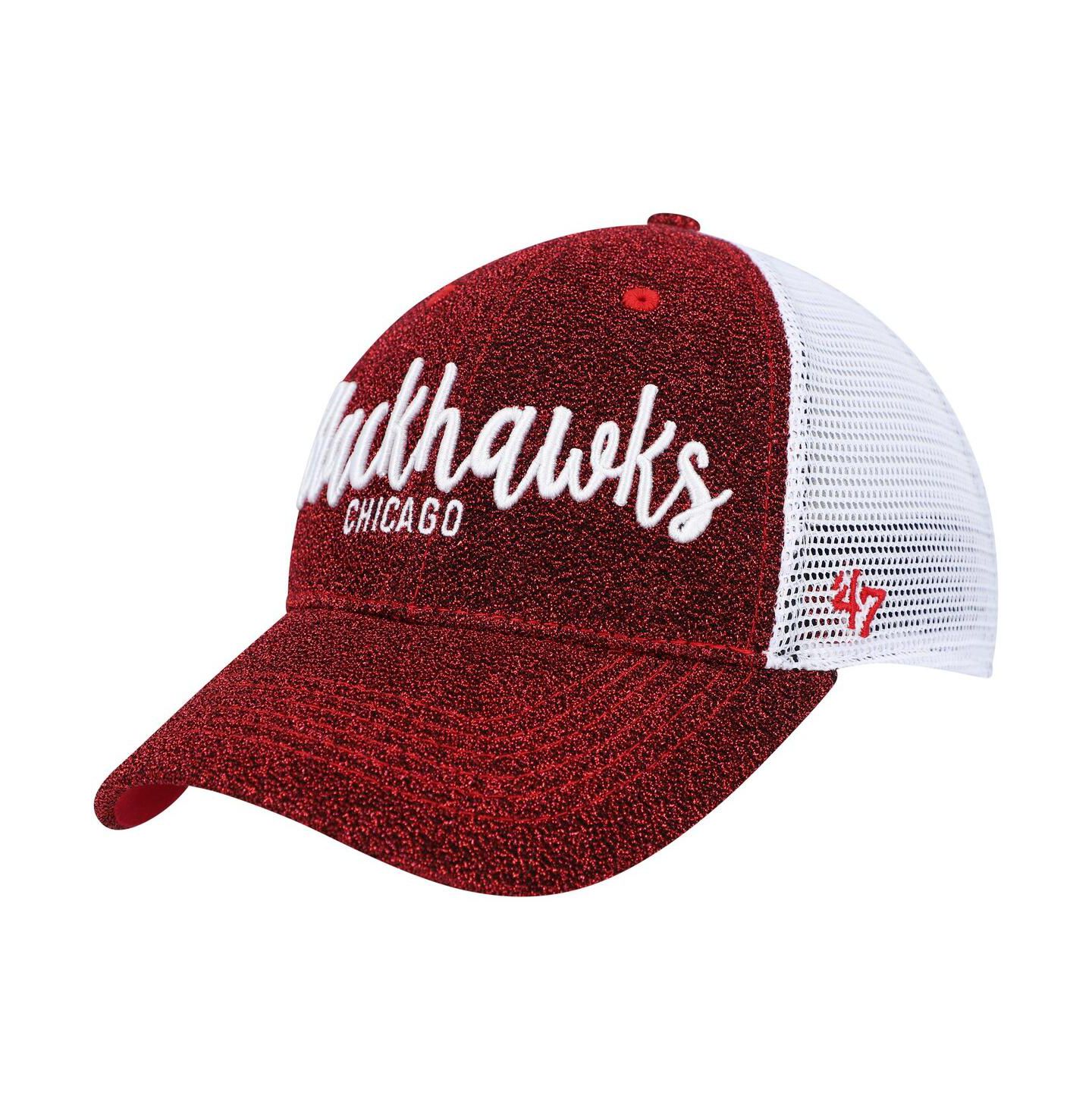 Женская кепка '47 Brand Red, White Chicago Blackhawks Encore MVP Trucker Snapback Hat — фото 2