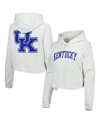 Women's Ash Kentucky Wildcats 2-Hit 1636 Cropped Pullover Hoodie