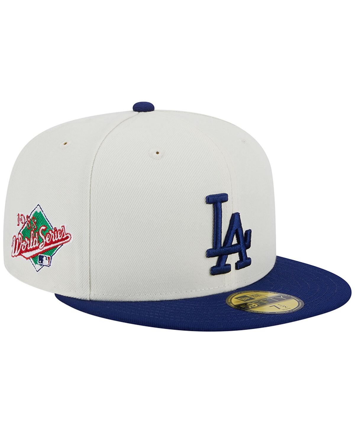 New Era Men's  Cream, Royal Los Angeles Dodgers Chrome Sutash 59fifty Fitted Hat In Stone,royal