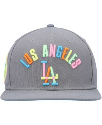 Men's Gray Los Angeles Dodgers Washed Neon Snapback Hat