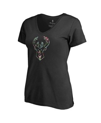 Women's Black Milwaukee Bucks Lovely V-Neck T-shirt