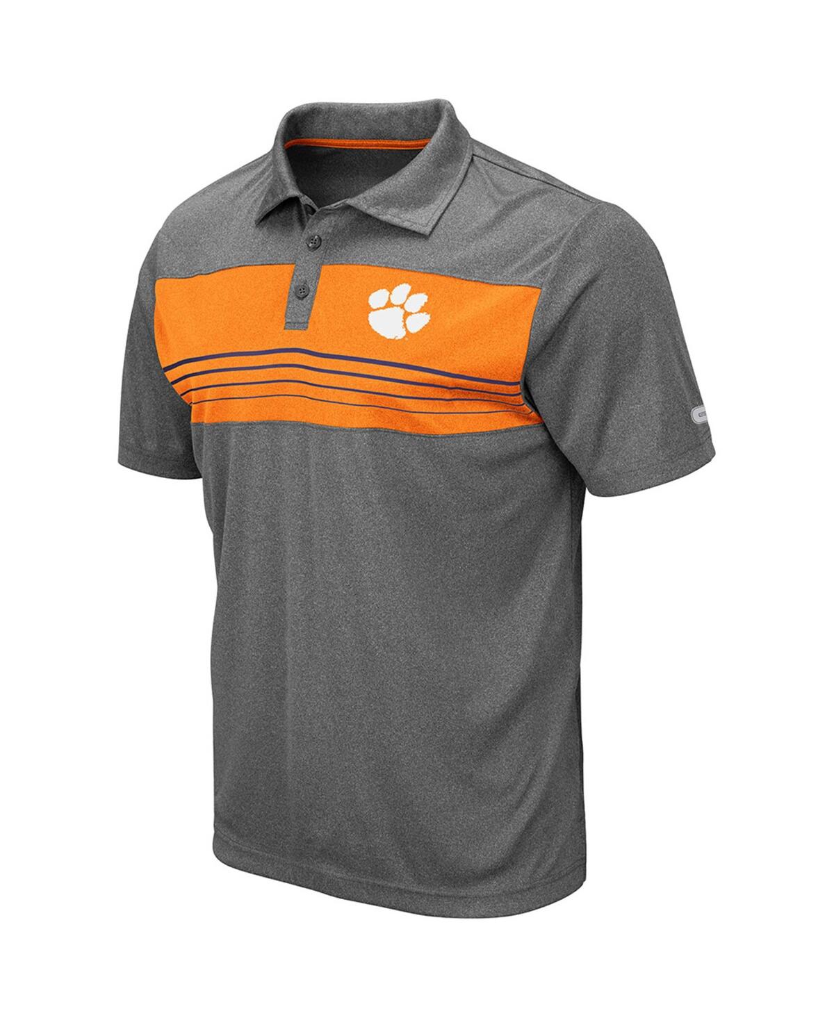 Men's ColosseumClemson Tigers Smithers Polo Shirt - Heathered Charcoal