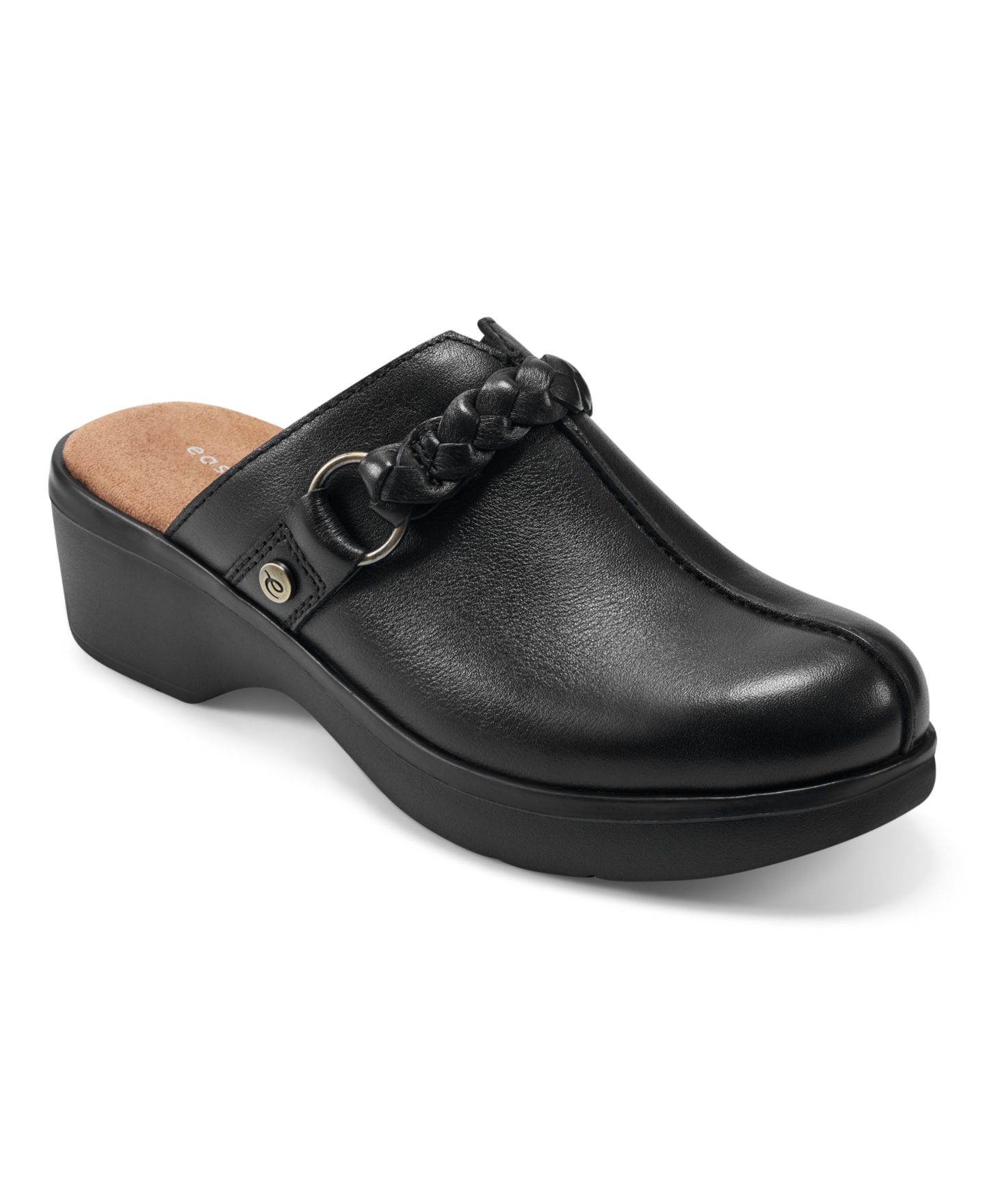 Женские сабо Easy Spirit Penelope Braided Slip-On Mules, цвет: Чёрный кожаный — фото 1