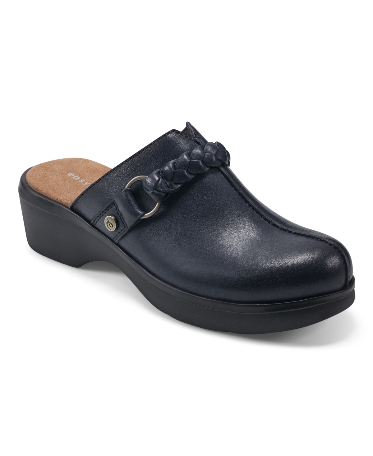 Easy Spirit Women's Penelope Round Toe Slip-on Casual Mules In Navy Leather