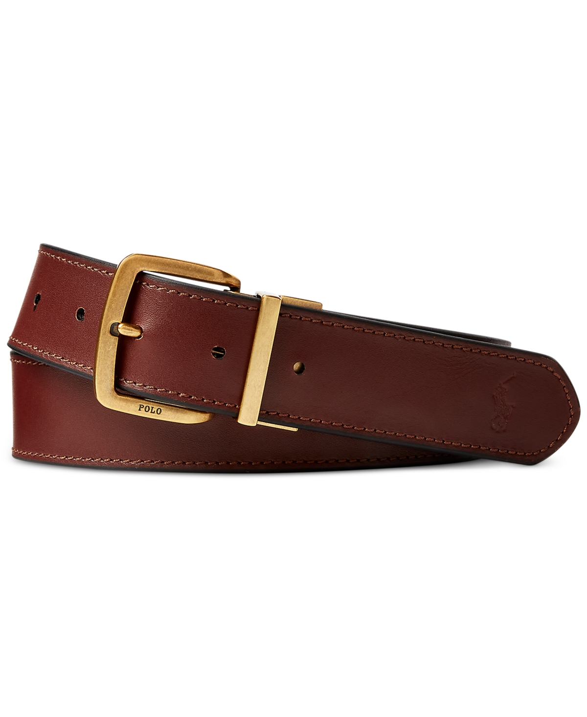 Polo Ralph Lauren Reversible Leather Belt In Brown,black Bear