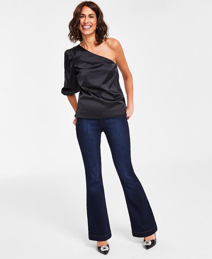 Blouse Satin 1.STATE Bleue - Dos Nu (Off The Shoulder) - Taille M - Neuf Avec étiquettes (NWT) En Promo