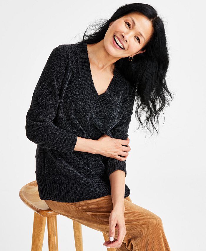 Chenille top black sweater