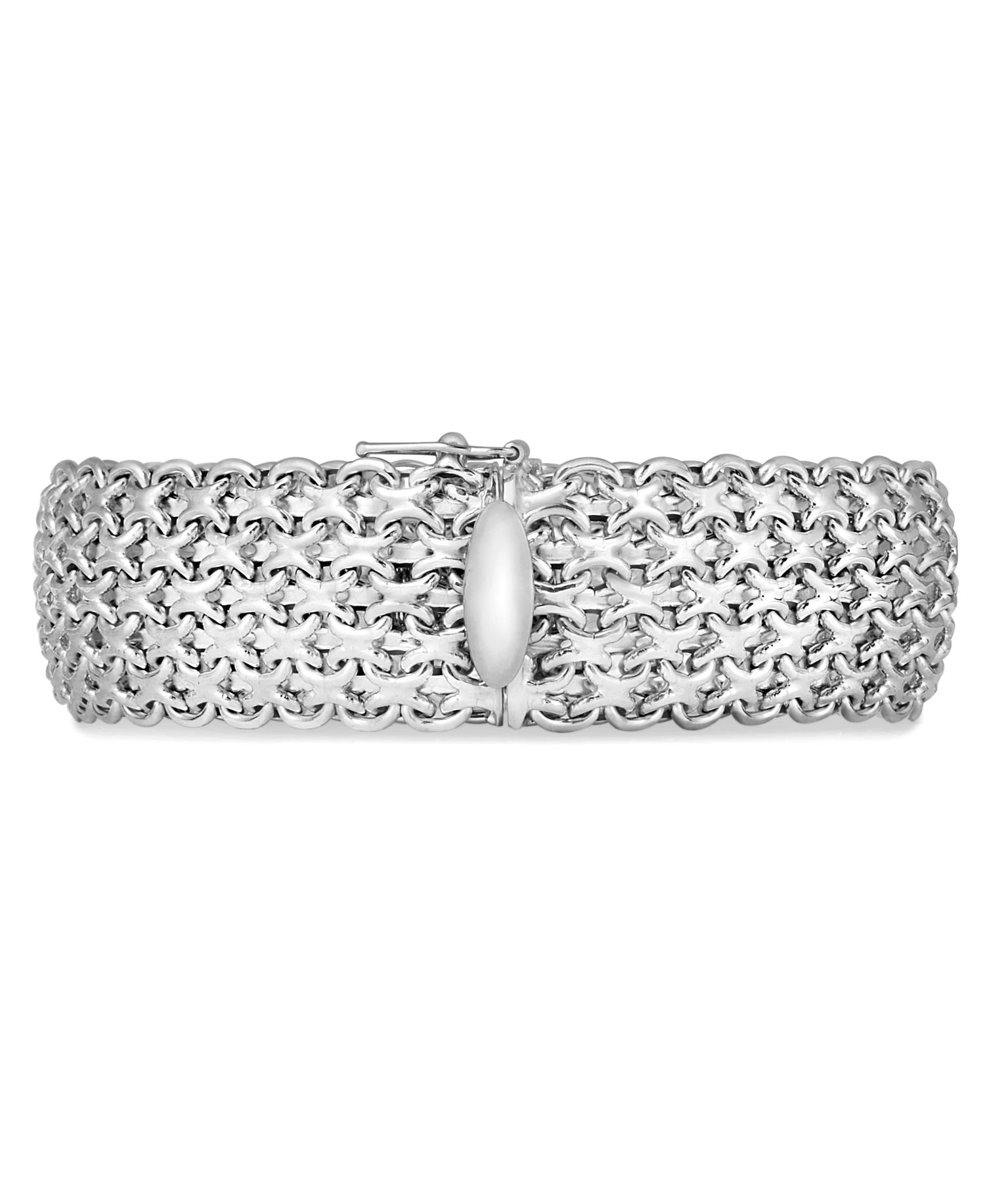 Wide Mesh Link & Chain Bracelet in 14k Gold
