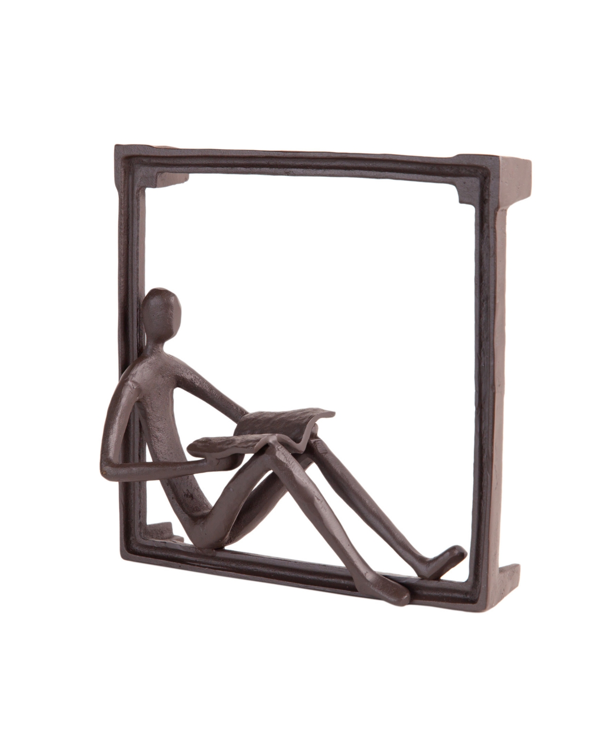Danya B Man Reading On A Window Sill Hanging Wall Art Iron Sculpture In Dark Brown