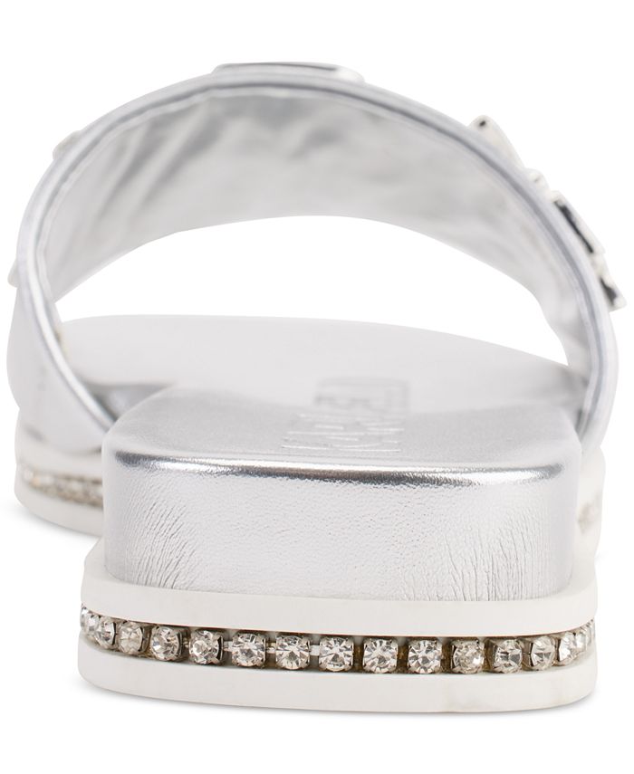 Karl Lagerfeld Paris Women's Jeslyn Slide Sandals - Fashion Flat Sandals With KLP Pins