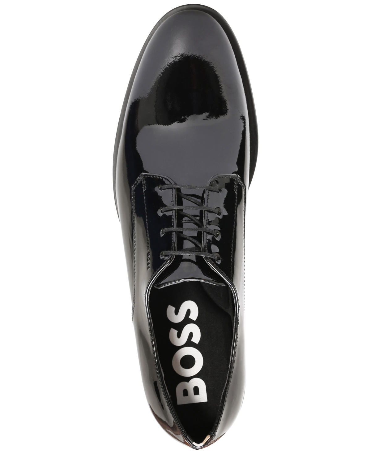 Shop Hugo Boss Men's Patent Leather Colby Printed Derby Dress Shoe In Black