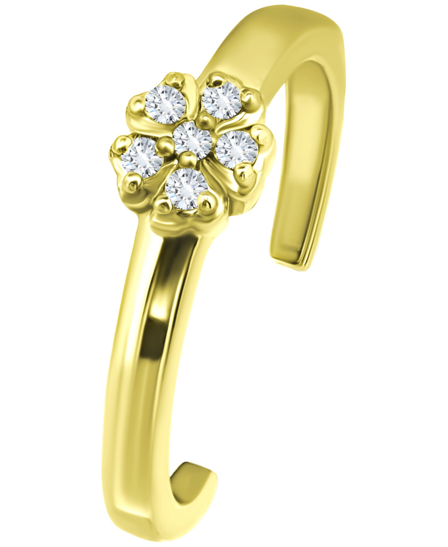 Cubic Zirconia Flower Toe Ring