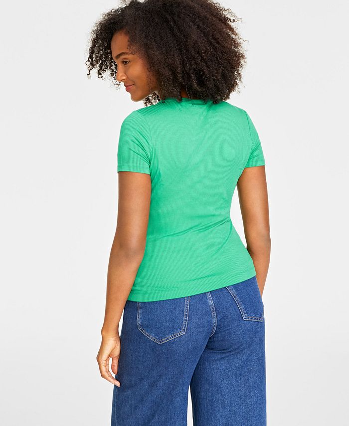 On 34th Women's ShortSleeve Ribbed TShirt, Created for Macy’s Macy's